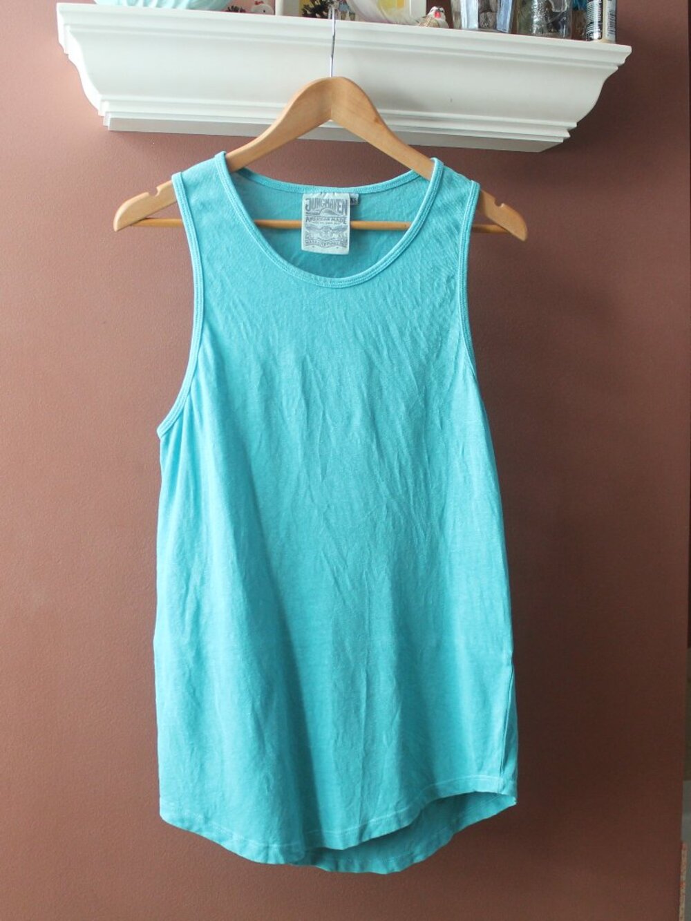 Unisex Jungmaven Tank Top Aqua Blue sz XS Men Fits S Women Cotton Hemp